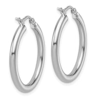 Load image into Gallery viewer, 10k White Gold Polished 2.5mm Lightweight Tube Hoop Earrings
