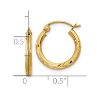 Load image into Gallery viewer, 10k Satin and D/C 2mm Round Tube Hoop Earrings
