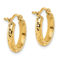 Load image into Gallery viewer, 10k Diamond-cut 2.8x15mm Hollow Hoop Earrings

