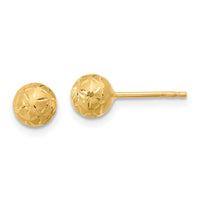 Load image into Gallery viewer, 10K Polished/Satin and Diamond-cut Ball Post Earrings
