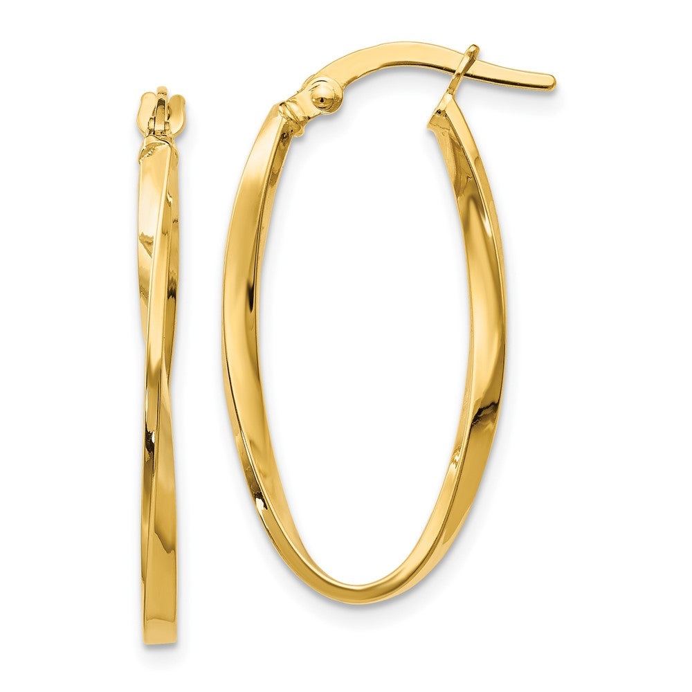 10K Twisted Oval Hoop Earrings