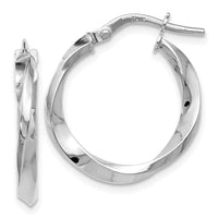 Load image into Gallery viewer, 10K White Gold Polished Twisted Hoop Earrings
