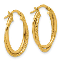 Load image into Gallery viewer, 10K Gold Polished Textured Oval Hoop Earrings
