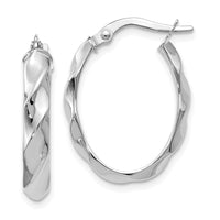 Load image into Gallery viewer, 10K White Gold Polished Twisted Oval Hoop Earrings
