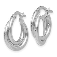Load image into Gallery viewer, 10K White Gold  Polished Twisted Double Hoop Earrings
