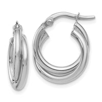Load image into Gallery viewer, 10K White Gold  Polished Twisted Double Hoop Earrings
