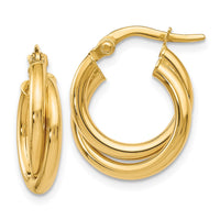 Load image into Gallery viewer, 10K Polished Twisted Double Hoop Earrings
