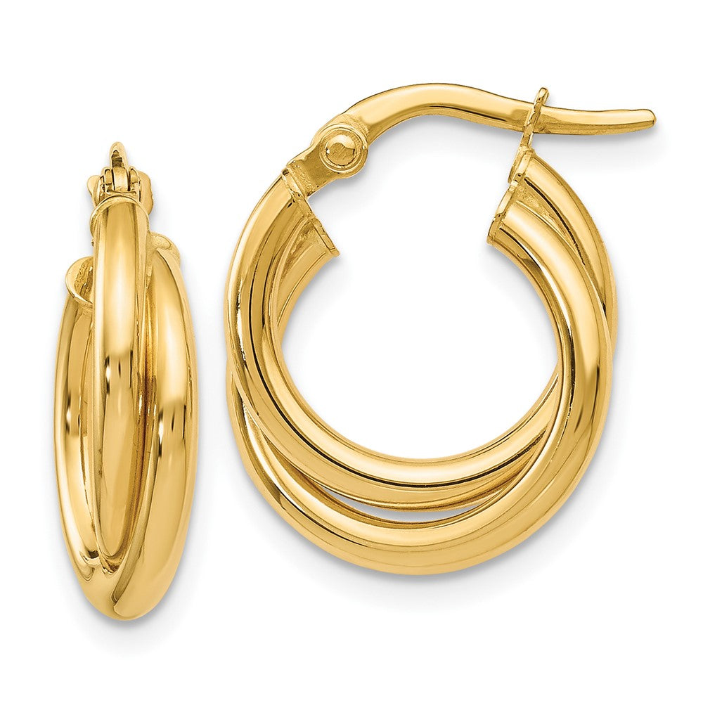 10K Polished Twisted Double Hoop Earrings