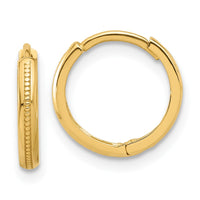 Load image into Gallery viewer, 10K Polished and Textured Huggie Hoop Earrings
