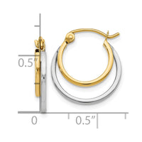 Load image into Gallery viewer, 10K Two-tone Polished Hinged Hoop Earrings
