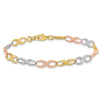 Load image into Gallery viewer, 10K Tri-color Infinity Symbol Link Bracelet
