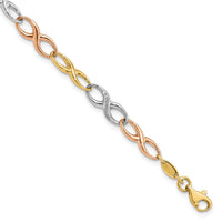Load image into Gallery viewer, 10K Tri-color Infinity Symbol Link Bracelet
