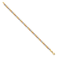 Load image into Gallery viewer, 10k Tri-color Polished and D/C Fancy Link Bracelet
