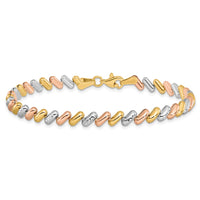 Load image into Gallery viewer, 10k Tri-color Polished and D/C Fancy Link Bracelet
