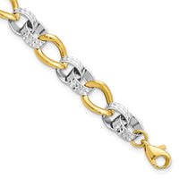 Load image into Gallery viewer, 10K Two-tone Polished and D/C Link Bracelet
