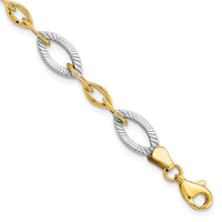 Load image into Gallery viewer, 10K Two-tone Polished and Textured Link Bracelet
