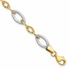 10K Two-tone Polished and Textured Link Bracelet