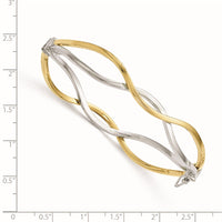 Load image into Gallery viewer, 10K w/ White Rhodium Polished Twisted Bangle Bracelet

