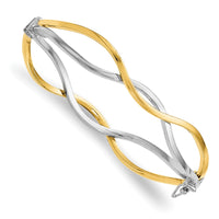 Load image into Gallery viewer, 10K w/ White Rhodium Polished Twisted Bangle Bracelet
