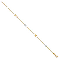 Load image into Gallery viewer, 10K Two-tone Polished with 1in ext. Anklet
