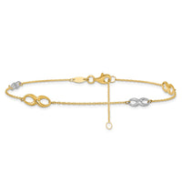 Load image into Gallery viewer, 10K Two-tone Polished with 1in ext. Anklet
