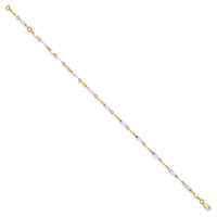 Load image into Gallery viewer, 10K Two-tone Polished Fancy Link 1in ext. Anklet
