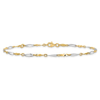 Load image into Gallery viewer, 10K Two-tone Polished Fancy Link 1in ext. Anklet
