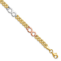 Load image into Gallery viewer, 10K Tri-color Reversible Infinity Bracelet
