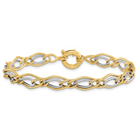 Load image into Gallery viewer, 10K Yellow w/Rhodium-plated Polished Bracelet
