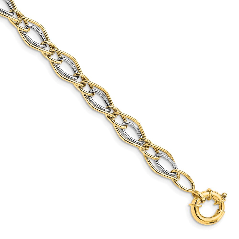 10K Yellow w/Rhodium-plated Polished Bracelet