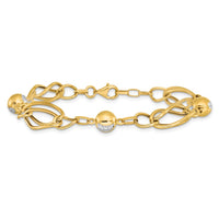 Load image into Gallery viewer, 10K Rhodium-plated Polished D/C Bead and Link Bracelet
