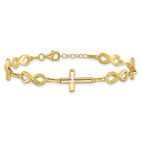 Load image into Gallery viewer, 10K Polished Cross and Infinity Bracelet
