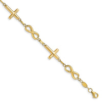 Load image into Gallery viewer, 10K Polished Cross and Infinity Bracelet
