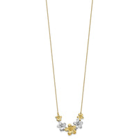 Load image into Gallery viewer, 10K Two-tone Polished and Brushed D/C Flower Necklace
