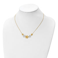 Load image into Gallery viewer, 10K Two-tone Polished and Brushed D/C Flower Necklace
