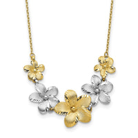 Load image into Gallery viewer, 10K Two-tone Polished and Brushed D/C Flower Necklace
