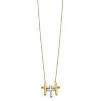 Load image into Gallery viewer, 10K Two-tone Polished 3-Cross Necklace

