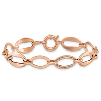 Load image into Gallery viewer, 10k Rose Gold Polished and Textured Link Bracelet
