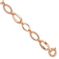 Load image into Gallery viewer, 10k Rose Gold Polished and Textured Link Bracelet
