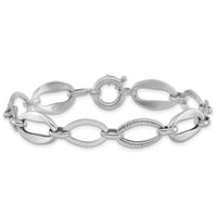 Load image into Gallery viewer, 10k White Gold Polished and Textured Link Bracelet
