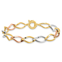 Load image into Gallery viewer, 10k Tri-color Polished Link Bracelet
