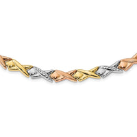 Load image into Gallery viewer, 10k Tri-color Polished and Brushed D/C Necklace
