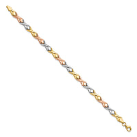 Load image into Gallery viewer, 10k Tri-color Polished / Brushed and Diamond-cut  Bracelet
