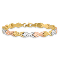 Load image into Gallery viewer, 10k Tri-color Polished / Brushed and Diamond-cut  Bracelet
