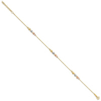 Load image into Gallery viewer, 10K Two-tone w/White Rhod Polished Station 9in Plus 1in ext. Ankle
