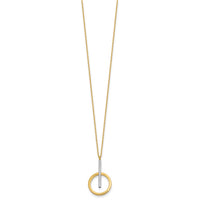 Load image into Gallery viewer, 10K w/White Rhodium Polished Bar w/Circle Pendant Necklace
