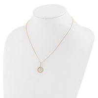 Load image into Gallery viewer, 10K w/White Rhodium Polished Bar w/Circle Pendant Necklace
