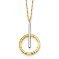 Load image into Gallery viewer, 10K w/White Rhodium Polished Bar w/Circle Pendant Necklace
