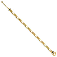 Load image into Gallery viewer, 10K Polished with Black Enamel Flat Oval Link w/1in ext. Bracelet
