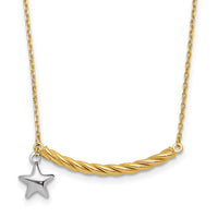 Load image into Gallery viewer, 10K Two-tone Polished Bar with Star Necklace
